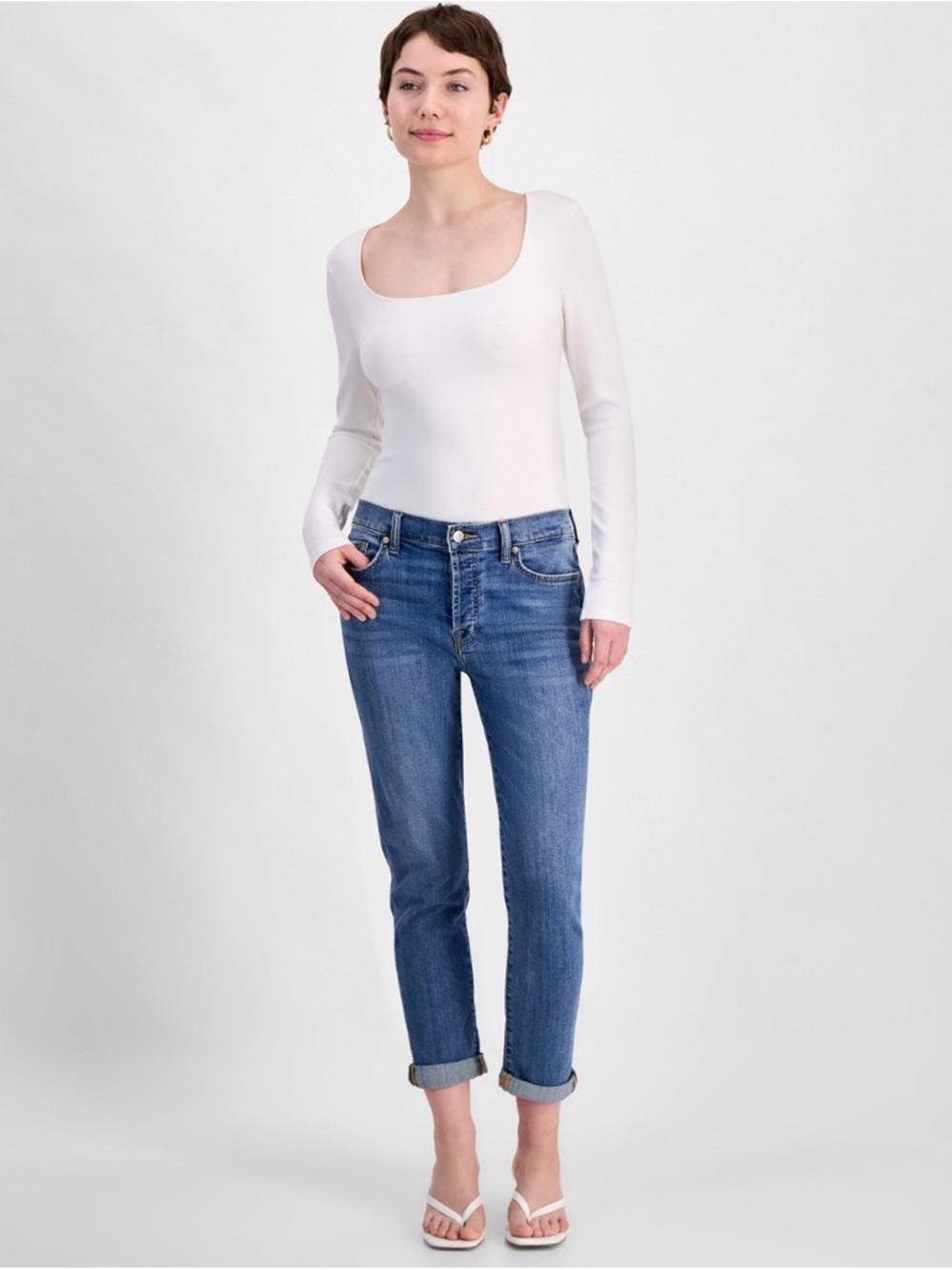 7 For All Mankind Skinny Crop and Roll Jeans 28